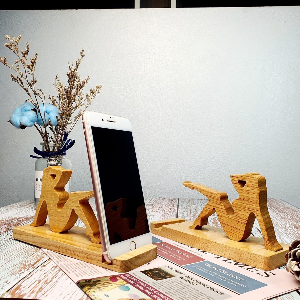 Giá đỡ điện thoại nhiều hình ngộ nghĩnh đáng yêu chất liệu gỗ tự nhiên Minhome