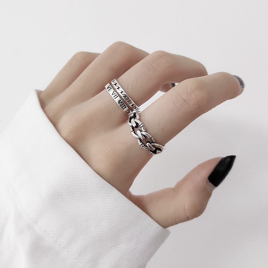 Nhẫn đeo ngón tay họa tiết số La Mã phong cách retro thời trang