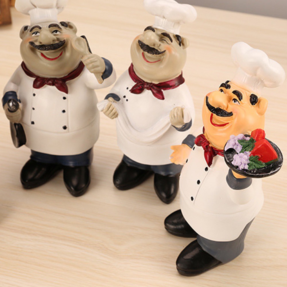 Eworld Resin Chef Figurine Miniatures Decoration Crafts Home Bar Restaurant Kitchen Ornament decor