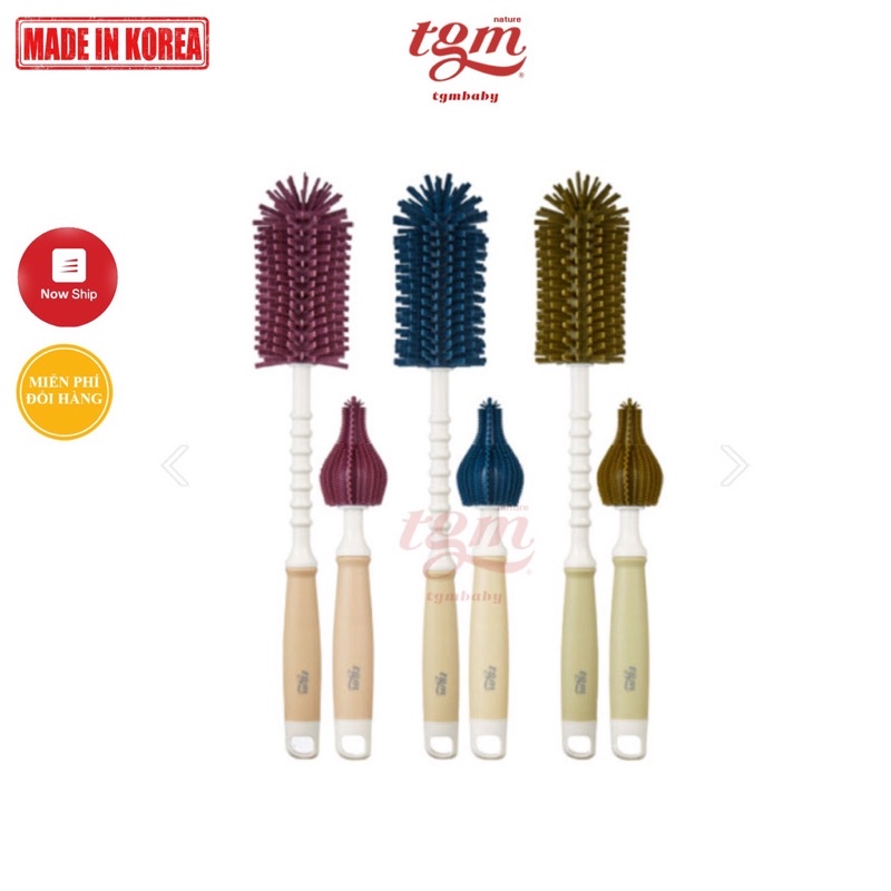 Cọ rửa bình sữa, núm ti silicone TGM Hàn Quốc mềm, bền, cọ sạch và không làm xước bình