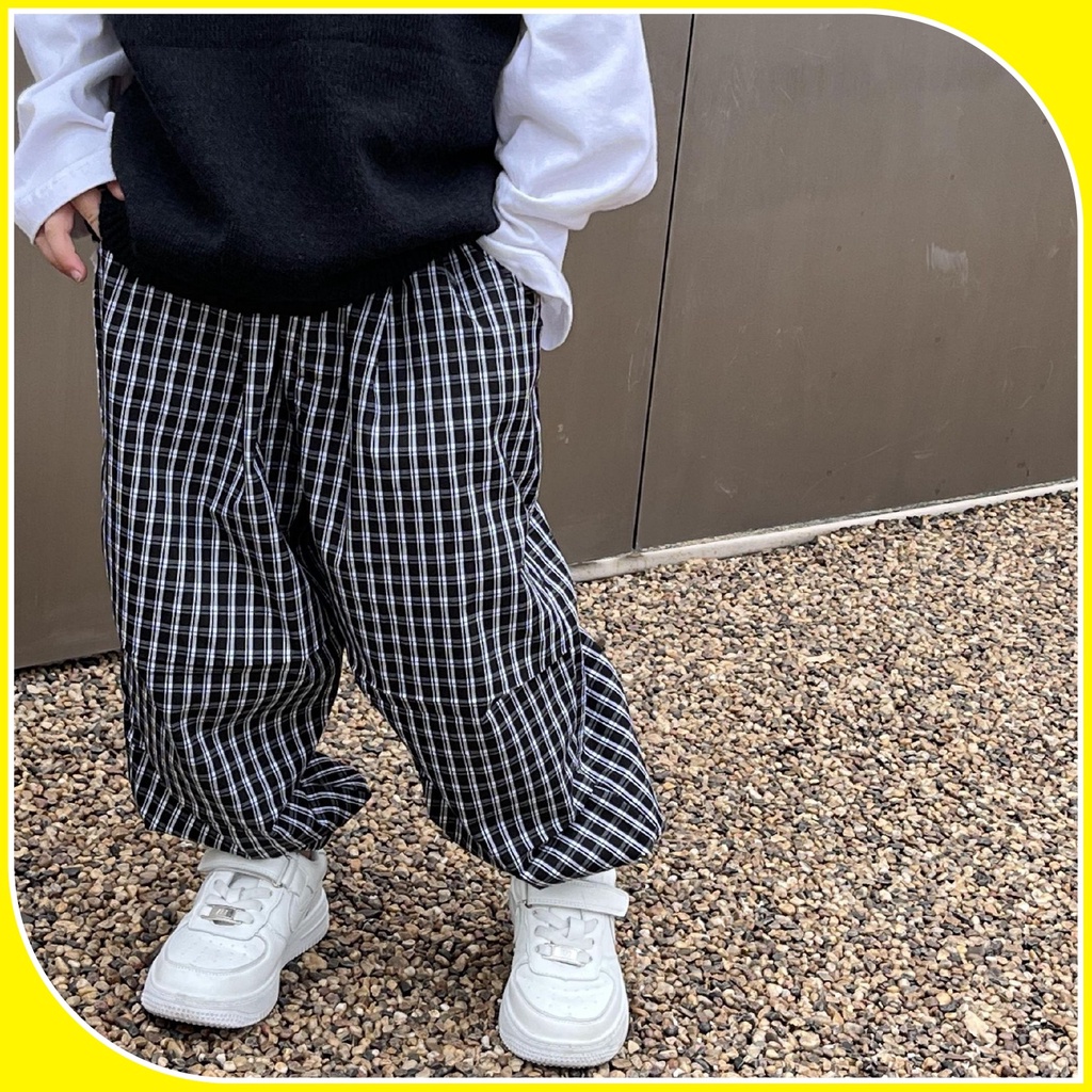 Q120- Quần bom vải caro bé trai size 90 -140, quần áo trẻ em thu đông phong cách hàn quốc