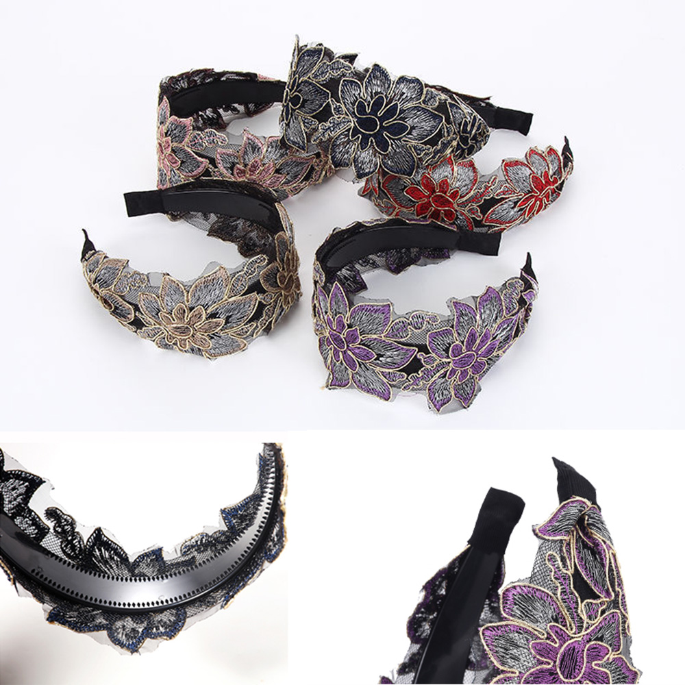 Băng Đô Ren Thêu Hoa Chống Trượt Thời Trang Cho Nữ