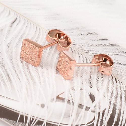 Bông Tai Hình Vuông Nhỏ Có Phun Cát Titan Không Đen TT 2405