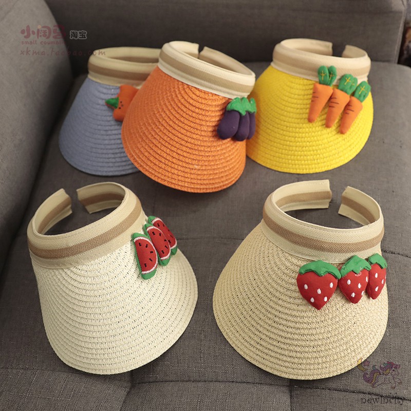 Mũ Lưỡi Trai Kiểu Hở Nửa Đầu Họa Tiết Trái Cây Hoạt Hình Phong Cách Hàn Quốc Thoải Mái Cho Bé