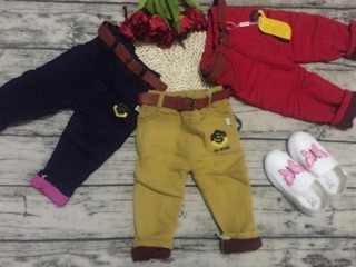 Quần thô bé trai lót nỉ (kèm thắt lưng)
