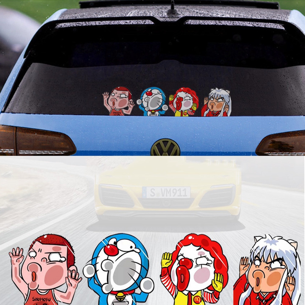 Sticker Dán Xe Hơi Hình Gia Đình Hoạt Hình Vui Nhộn