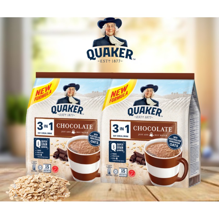 [Mã GRO1APR giảm 20K đơn 150K] Combo 2 Túi Thức uống yến mạch Quaker 3in1 Vị Chocolate 420g/túi