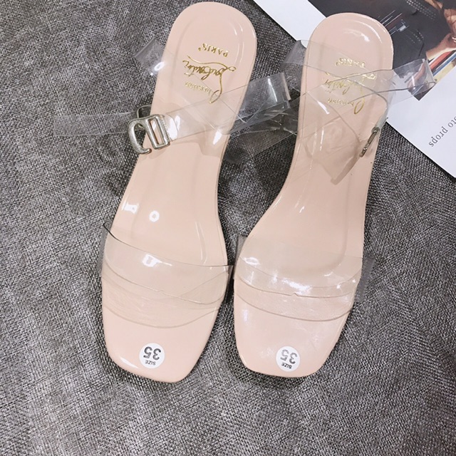 Giày sandal nữ cao gót quai trong gót trong 4p hot hit dễ đi sang chảnh