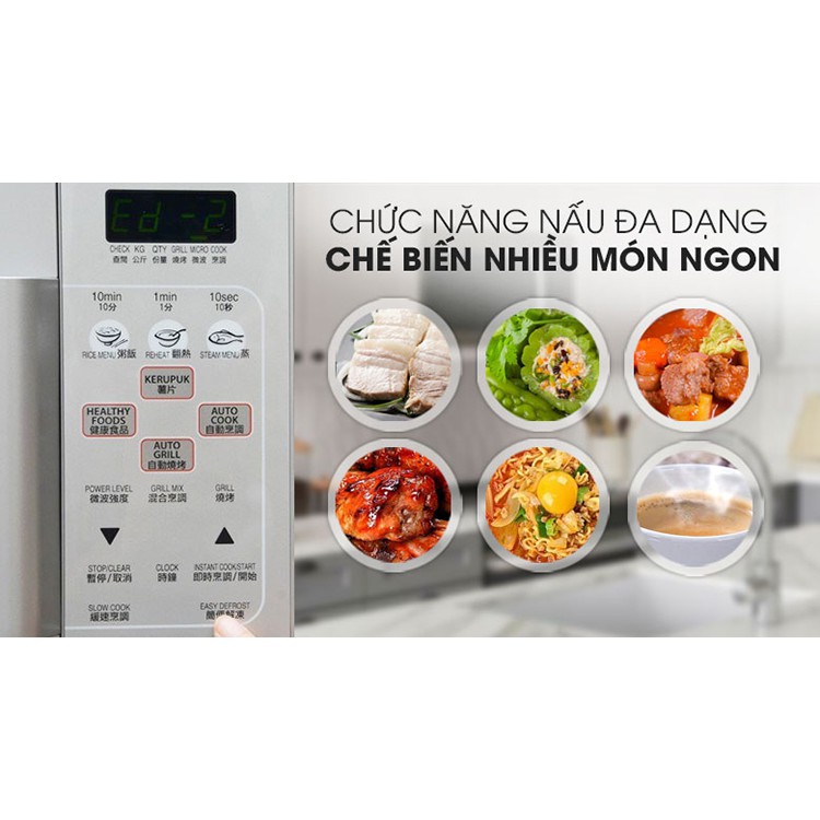 [Miễn Phí Vận Chuyển] Lò Vi Sóng Điện Tử Có Nướng SHARP R-678VN(W) (20 Lít) - Hàng chính hãng