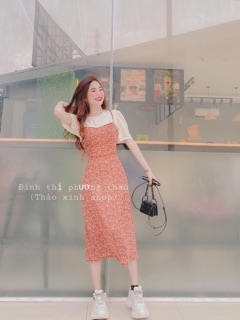 Váy hoa nhí phối yếm liền DN/LT/TH