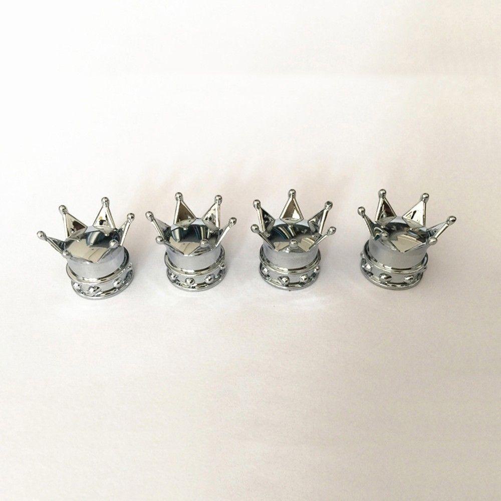 Set 4 Nắp Đậy Van Bánh Xe Hơi Hình Vương Miện Thương Hiệu Mới