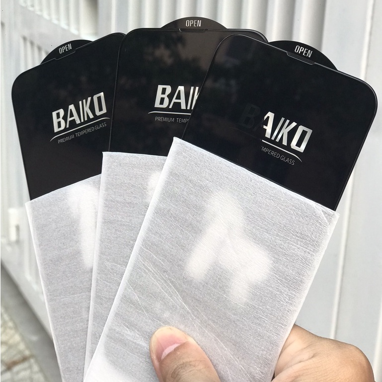 Cường lực Baiko cao cấp có chống bụi màng loa cho iPhone 11 11 Promax 12 12 Promax 13 13 Promax 14 Pro 14 Promax