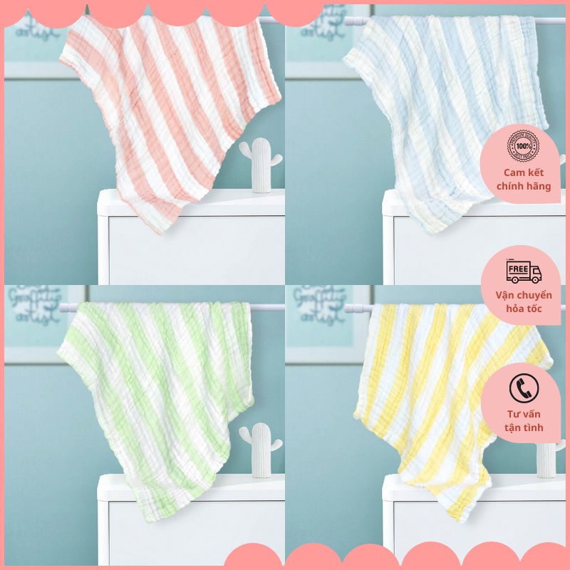 Khăn tắm cho bé, Khăn tắm đa năng sơ sinh Goodmama SET 2 chiếc 68*70 vải Cotton Muslin Siêu thấm hút, bền, không xù