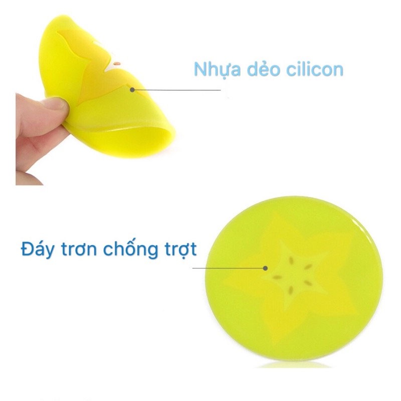 Đế lót ly silocon chống thấm nước hình lát hoa quả dễ thương GD145