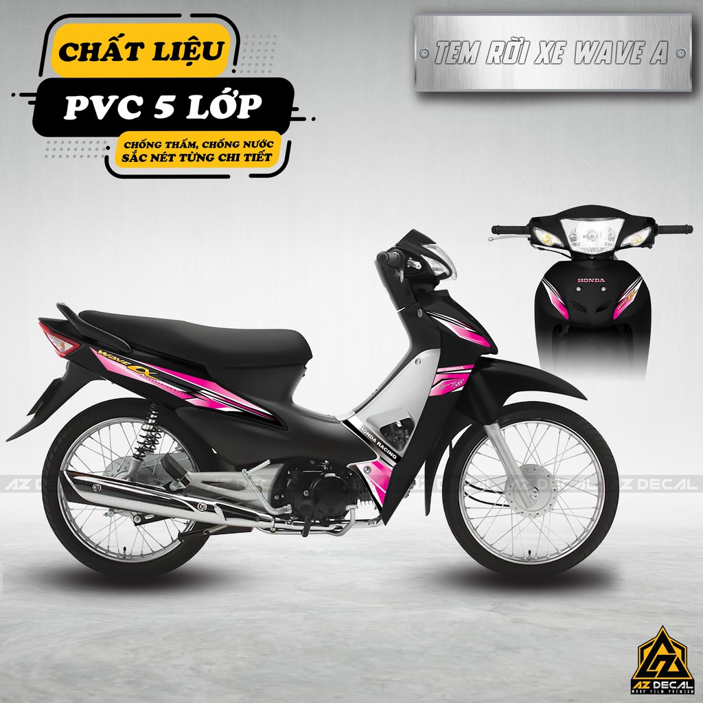 Tem Rời Wave Alpha Phong Cách Cacbon Racing Màu Hồng | WA03 | Khuôn Chính Xác 100% | Chất Liệu PVC Cao Cấp