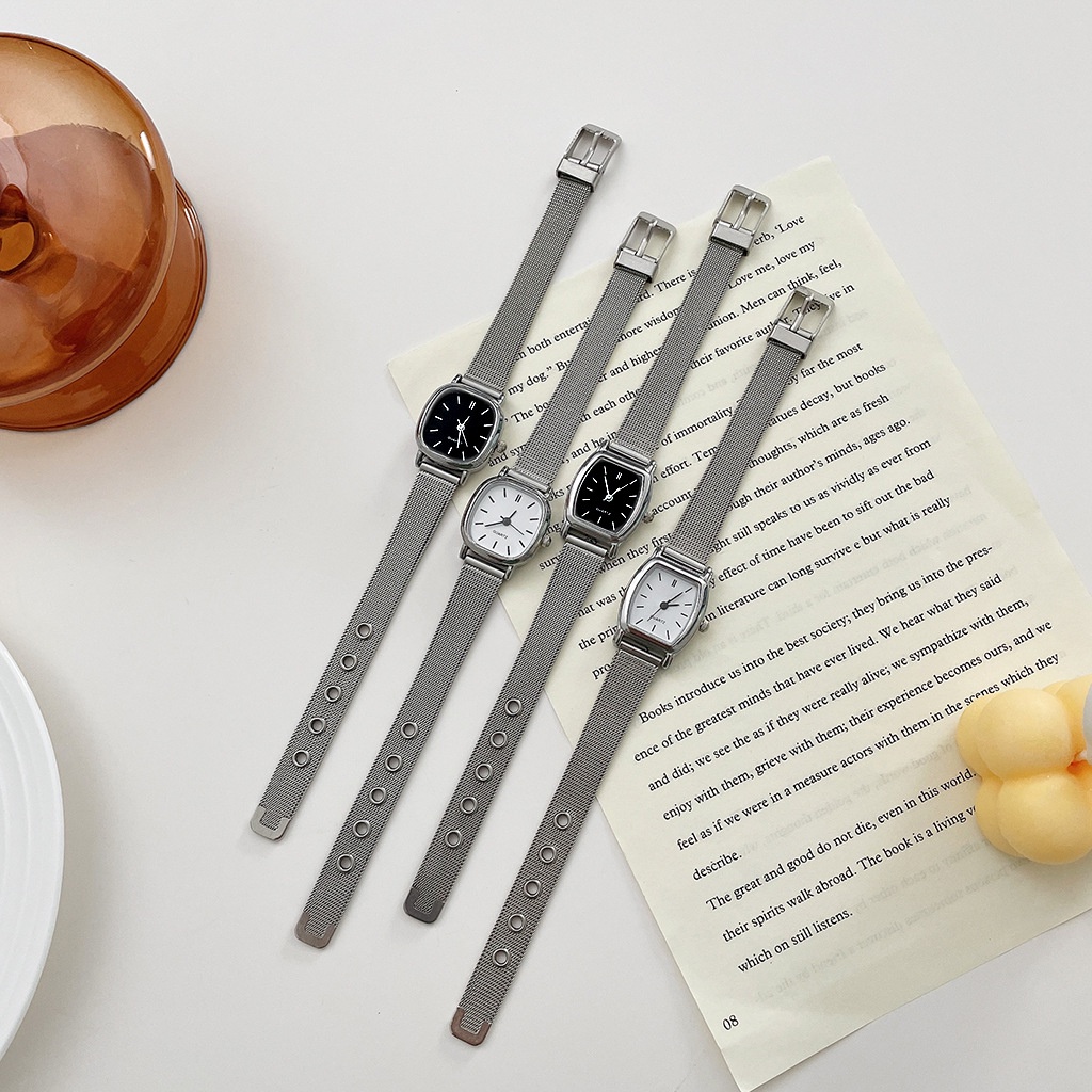 Đồng hồ đeo tay thời trang nữ cao cấp Q.uartz mặt ovan dây kim loại siêu Hot DH26