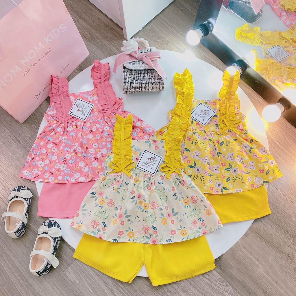 Đồ bộ bé gái quần áo họa tiết hoa nhí viền AM677 - đồ bộ cho bé gái xinh xắn TTR308
