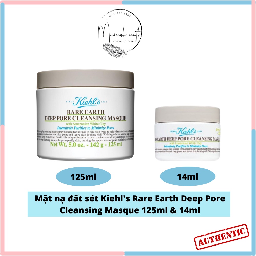 Mặt nạ Đất sét Kiehls kiềm dầu giảm mụn Kiehl's Rare Earth Deep Pore Cleansing Masque 125ml và mini size 14ml