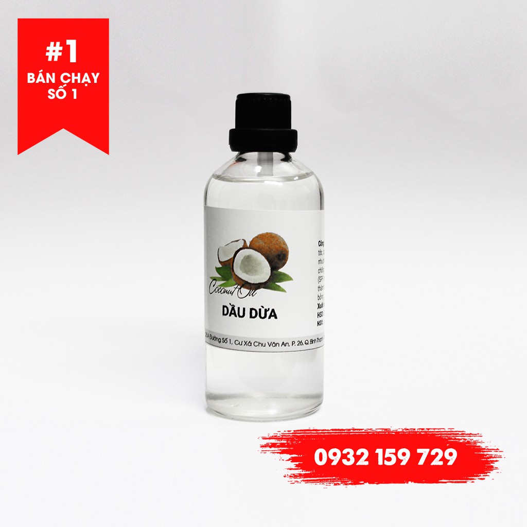 Dầu dừa ép lạnh (Coconut Oil) 100ml - Nguyên liệu mỹ phẩm, Nguyên liệu làm son môi