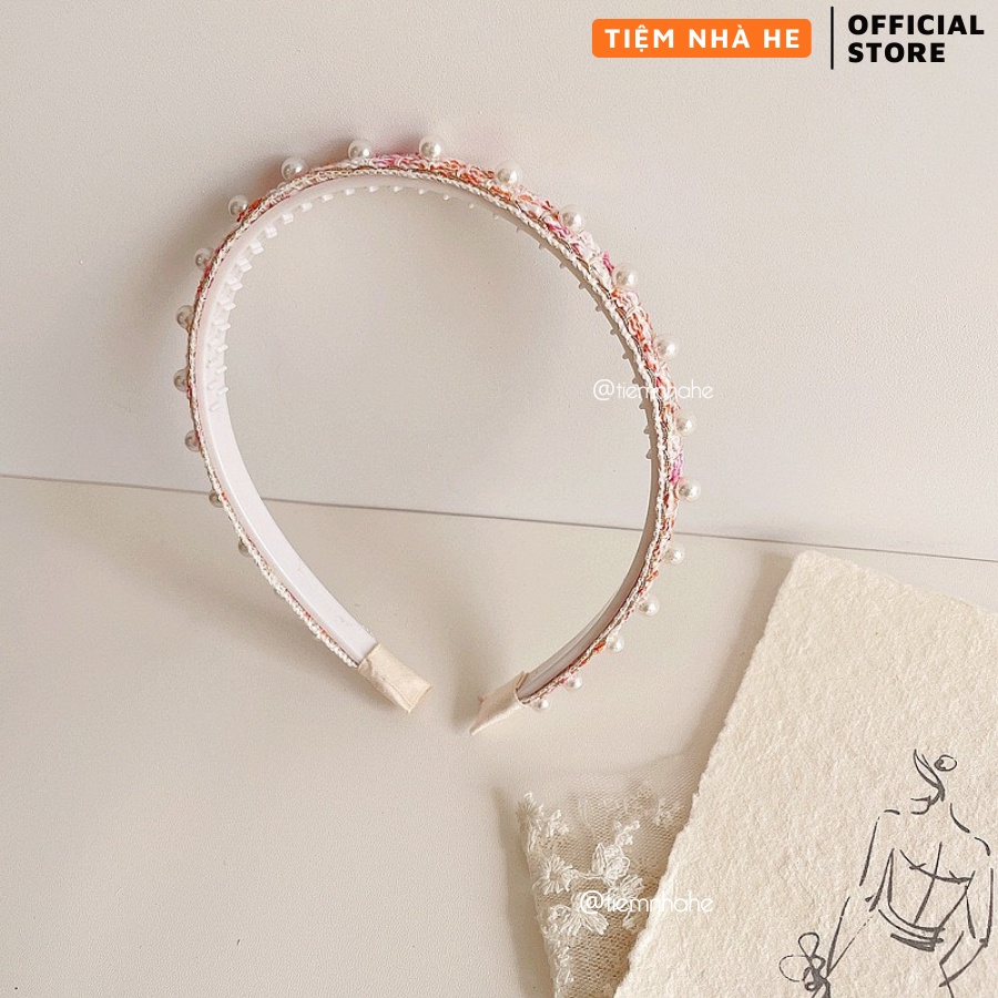Băng Đô Cài Tóc Bờm Đính Đá Hạt Ngọc Giả Trai Phong Cách Tiểu Thư Hàn Quốc Cho Bé Gái Tiệm Nhà He