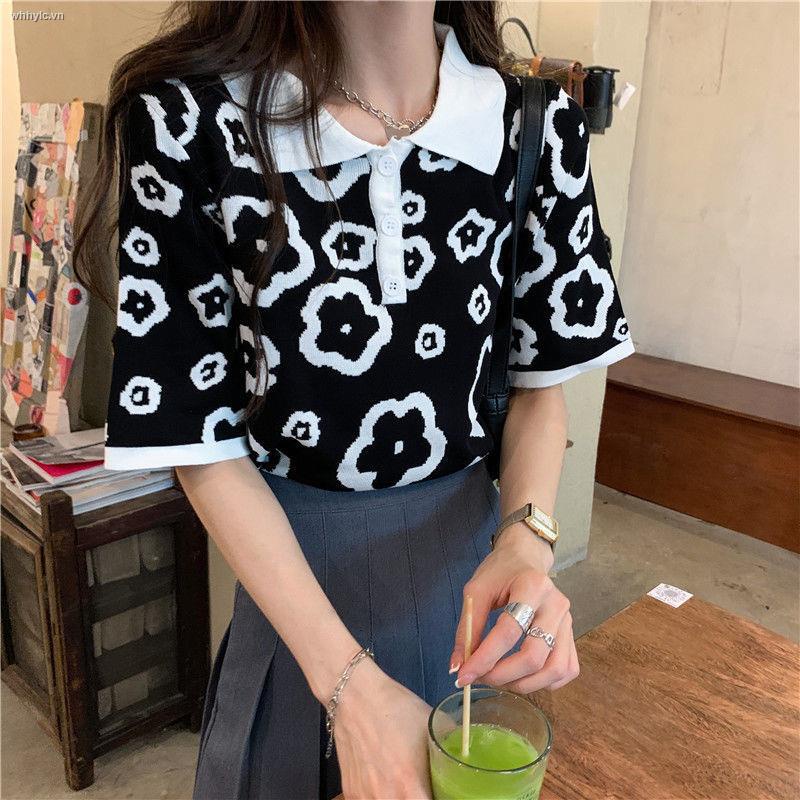 Áo Thun Dệt Kim Cổ Polo Tay Ngắn Phối Màu Sắc Tươi Tắn Thời Trang Mùa Hè Cho Nữ 2021 | BigBuy360 - bigbuy360.vn