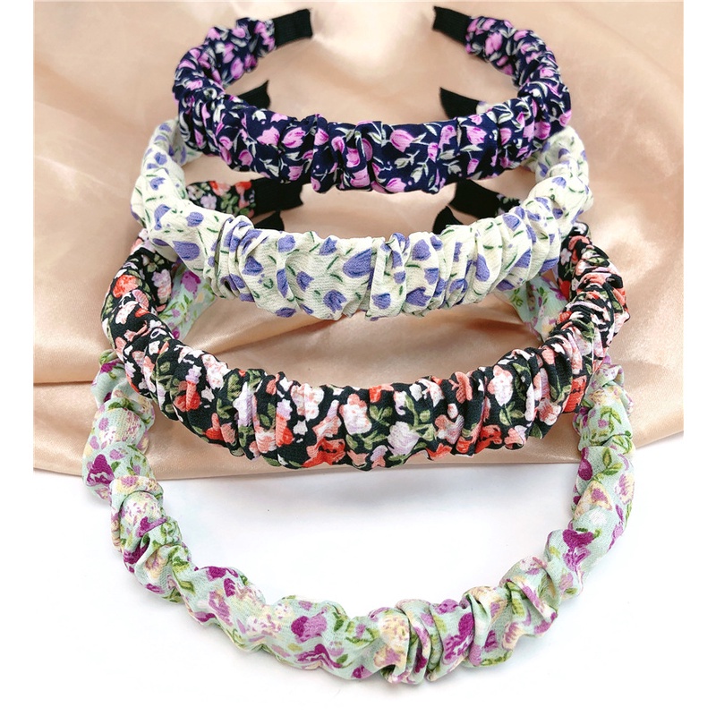 Băng đô cài tóc in họa tiết hoa phong cách Hàn Quốc cổ điển