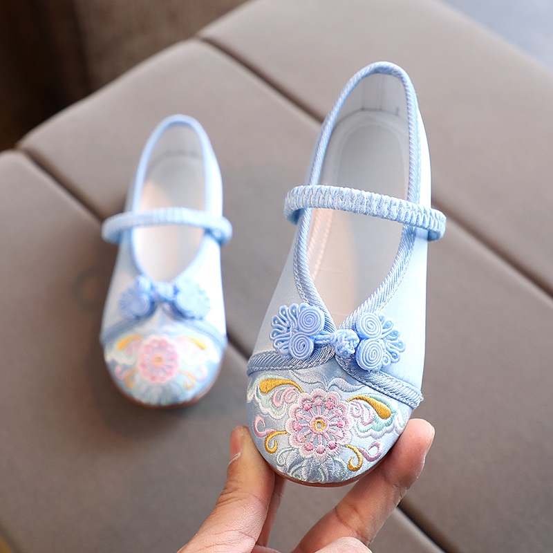 Giày Búp Bê Thêu Hoa Thời Trang Cho Bé Gái 2-10 Tuổi