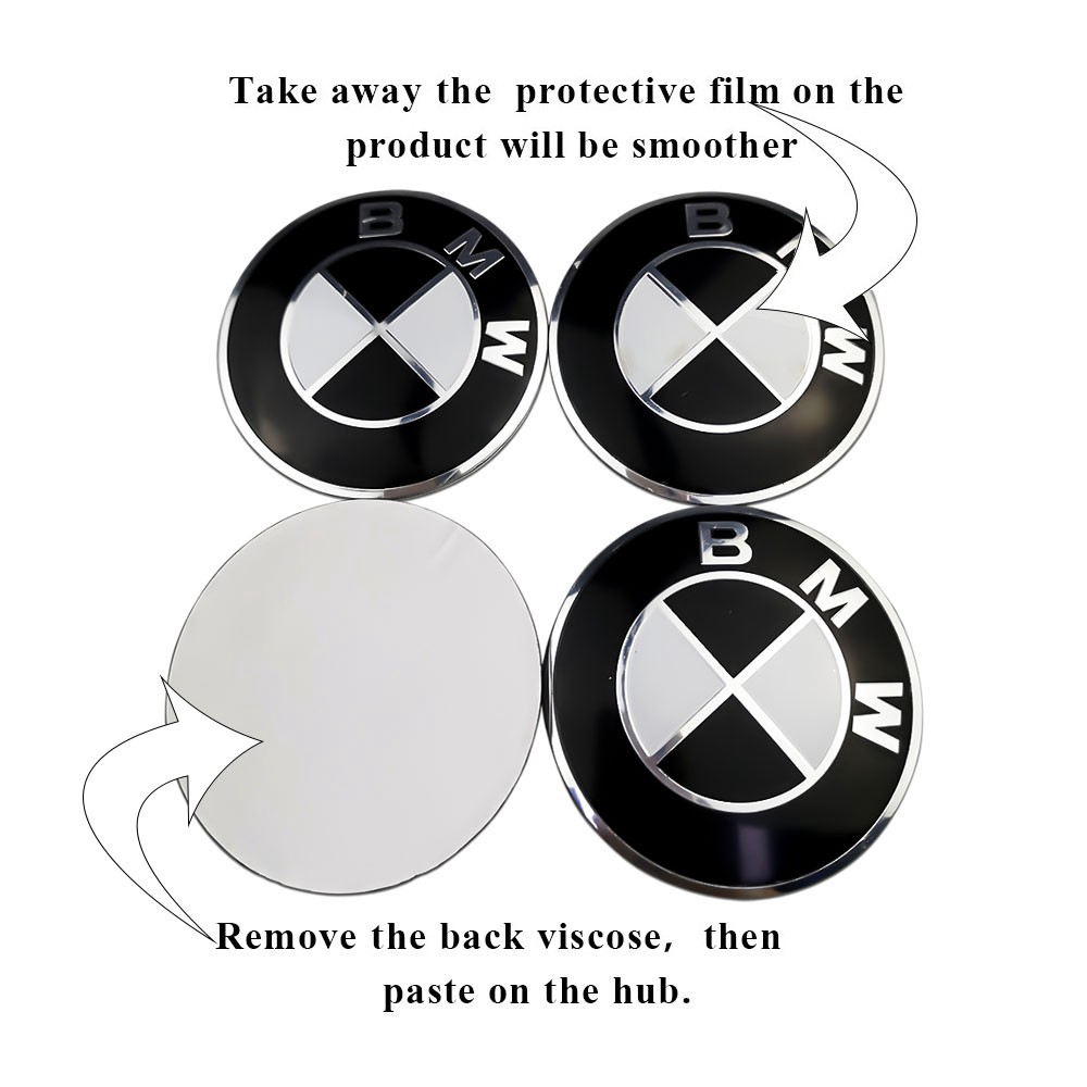 Bộ 4 miếng dán trục bánh xe 56mm dành cho BMW M