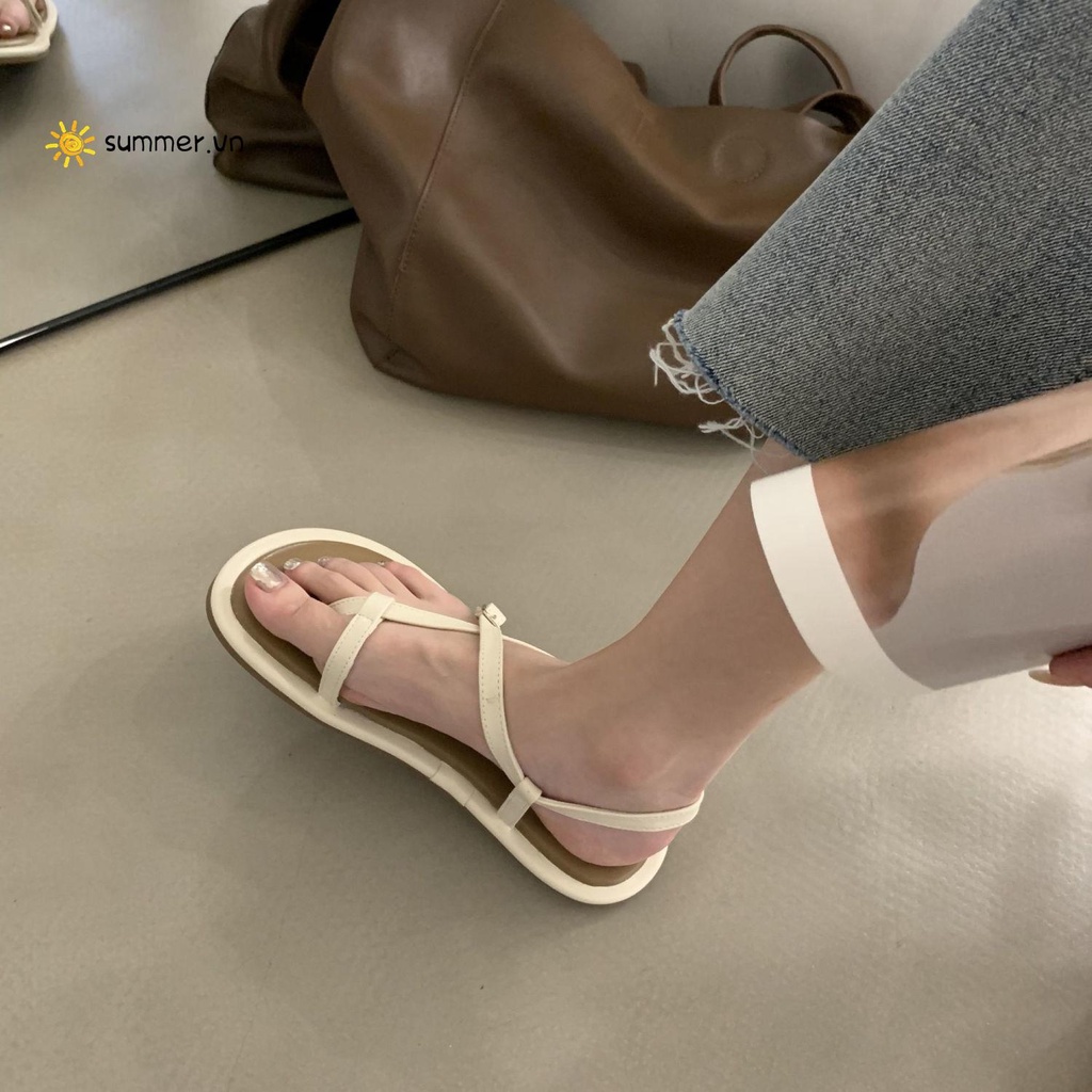 Giày Sandal Đế Bệt 2022 Phong Cách Hàn Quốc Cổ Điển Đơn Giản Cho Nữ