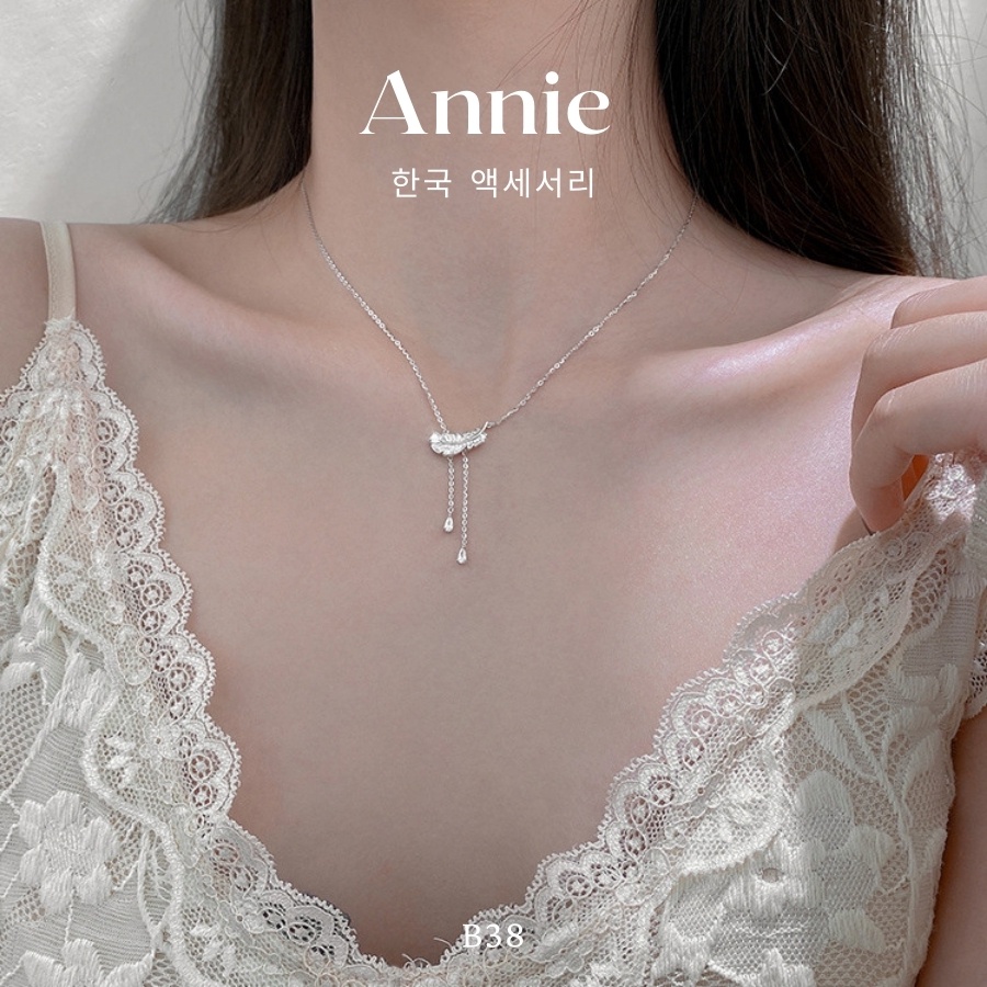 Dây chuyền bạc hình lông vũ đính đá cao cấp thời trang hiện đại ANNIE - B38