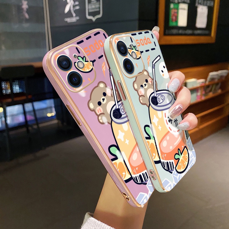 Ốp Điện Thoại Mỏng In Hình Gấu Dễ Thương Chống Sốc Cho Realme C3