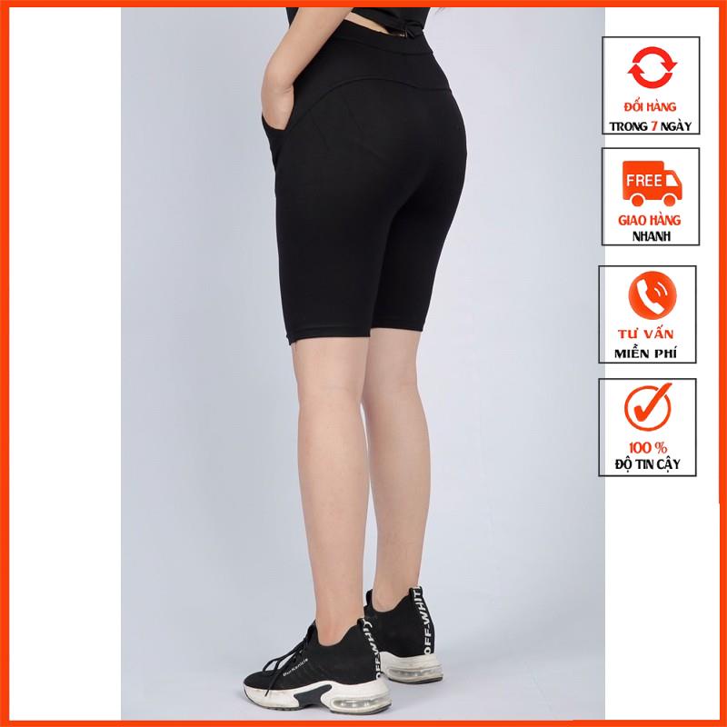 Quần đùi lửng, quần tập gym nữ chất cotton siêu co giãn mã 09xmtk