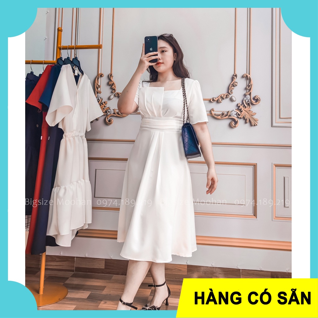 ⚡️𝐌𝐈𝐄̂̃𝐍 𝐏𝐇𝐈́ 𝐒𝐇𝐈𝐏⚡️ĐẦM BIGSIZE DÁNG XÒE NHẸ, CHIẾT LY EO, TAY NGẮN DÁNG TIÊU THƯ MÀU TRẮNG