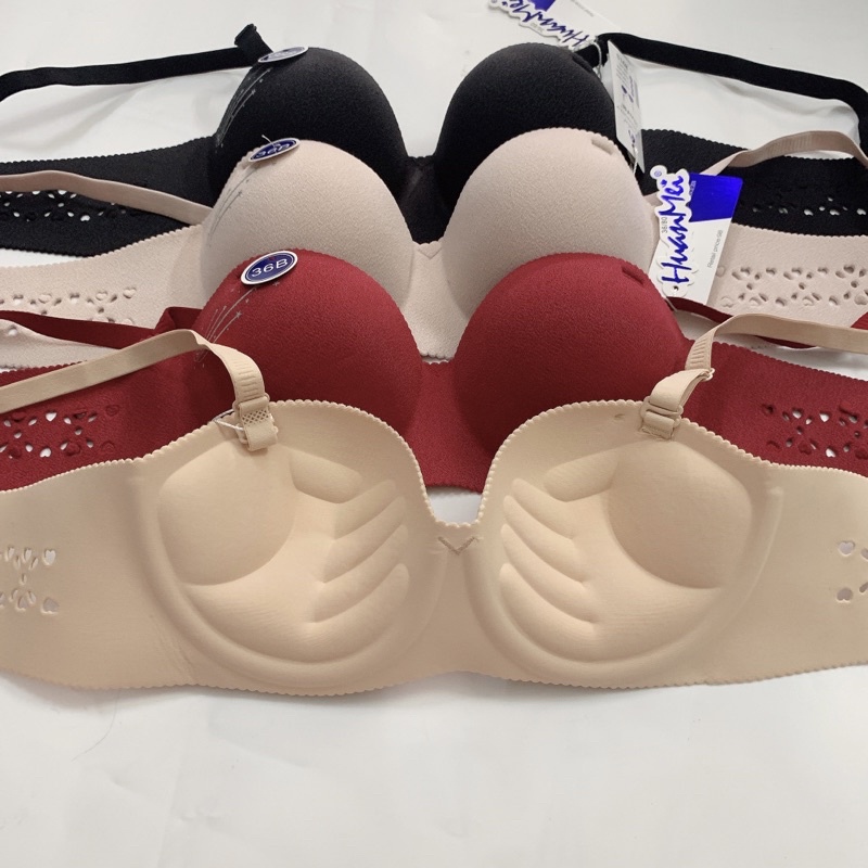 Áo lót nữ su đúc quả ngang tròn vân ngôi sao  bản áo cắt 3d thoáng, không gọng, đệm bàn tay nâng đẩy ngực đẹp 8915