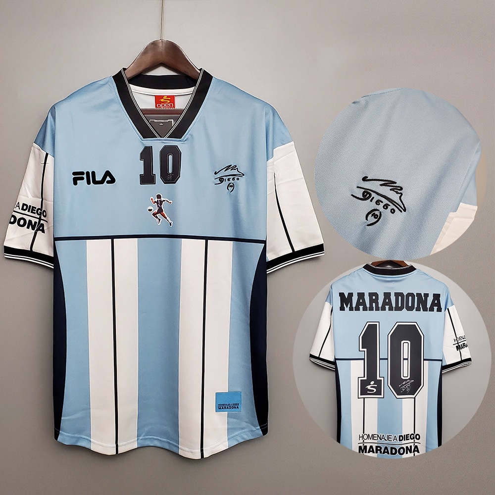 Áo Bóng Đá Phong Cách Retro 2001 Argentina Maradona #Áo Bóng Đá Phiên Bản Kỷ Niệm 10 Năm