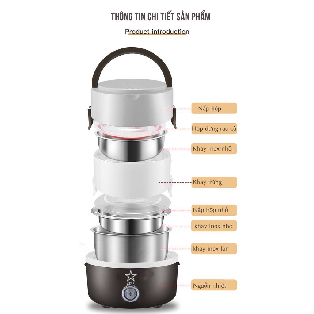 Cặp Lồng Cắm Điện 3 Tầng ruột inox Cao Cấp Giữ Nóng Thức Ăn Liên Tục-THẢO NGUYÊN SHOP-T3A5 | BigBuy360 - bigbuy360.vn