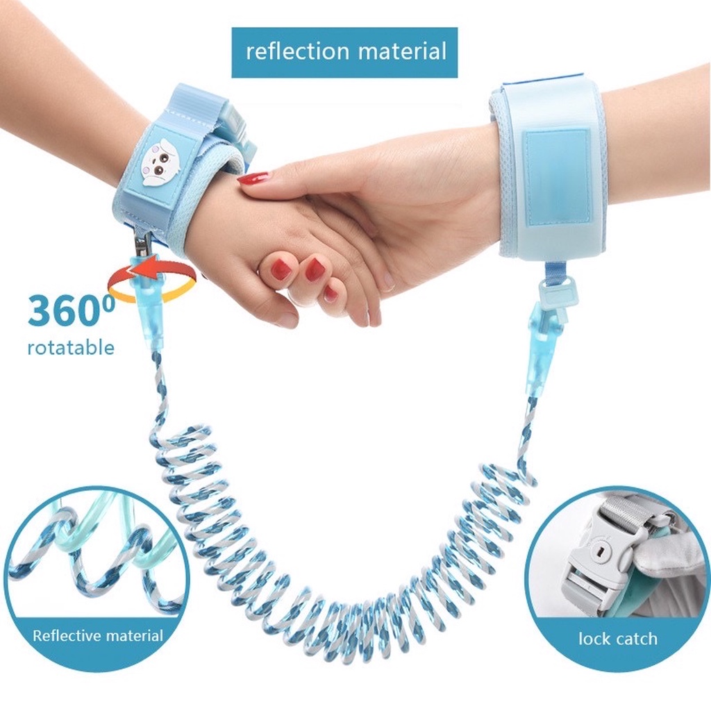 Dây đeo tay dắt trẻ đi chơi chống lạc có khoá an toàn - Giữ bé an toàn khi đi du lịch, chỗ đông người, siêu thị
