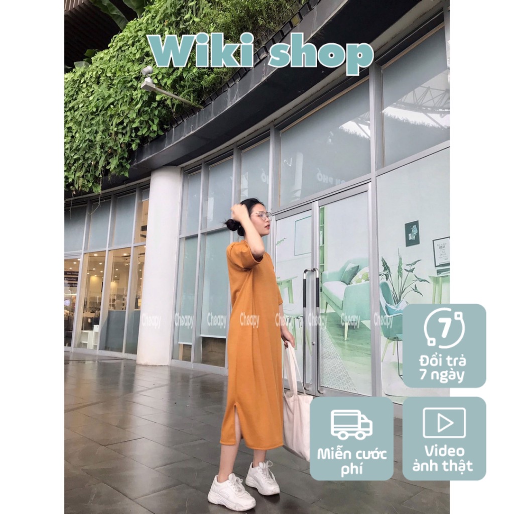 váy thun cộc tay dáng dài phom rộng suông cực đẹp - váy đầm nữ cộc tay chất len tam freesize giá siêu rẻ - Hàng mớ