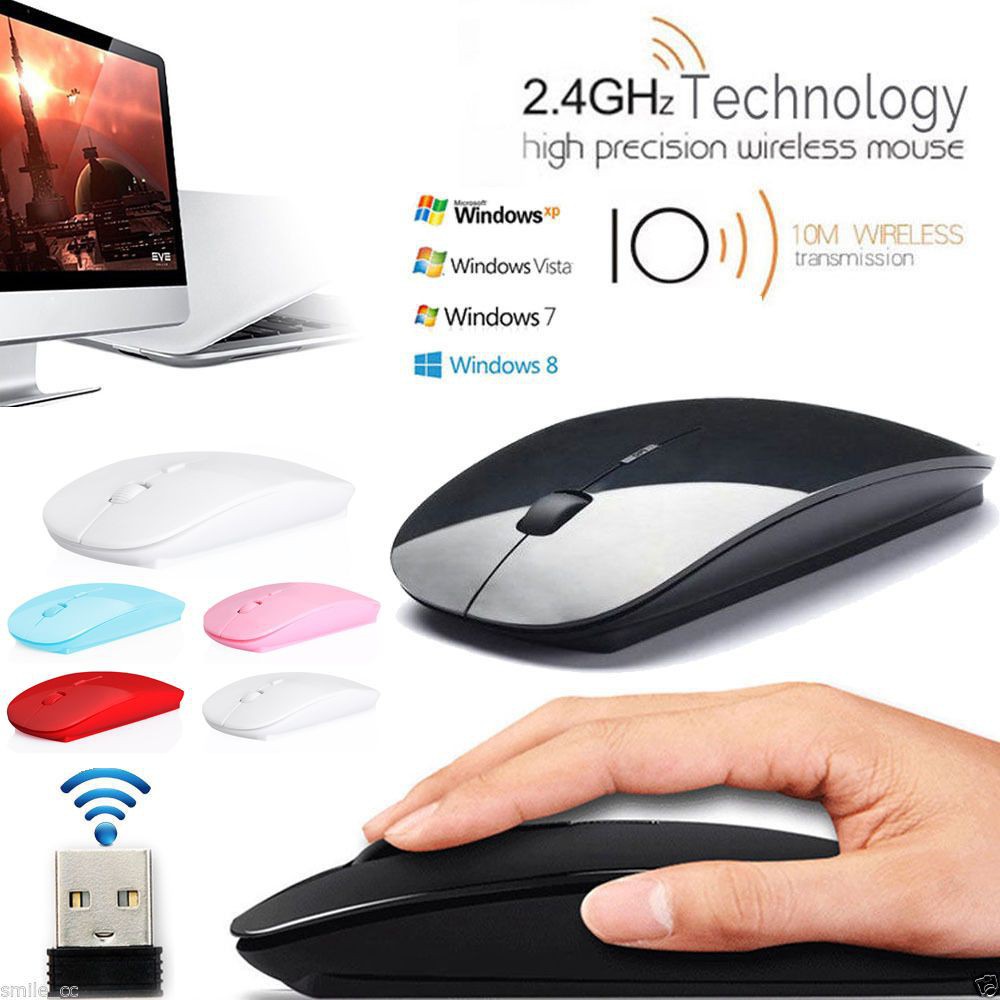 Chuột Quang Không Dây Siêu Mỏng 2.4ghz Với Đầu Nhận Usb Cho Laptop Pc Mới