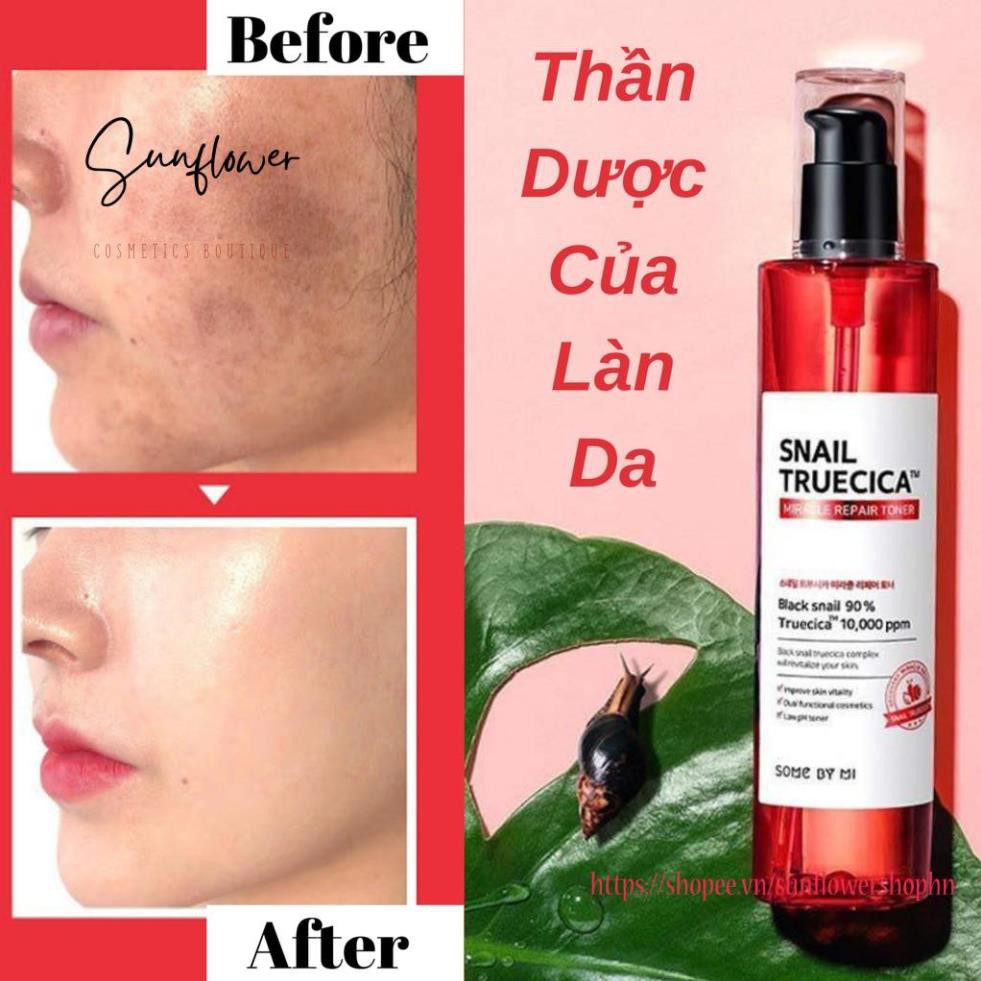 Nước Hoa Hồng Cân Bằng Da, Giúp Da Săn Chắc Chiết Xuất Ốc Sên Some By Mi Snail Truecica Miracle Repair Toner 135ml