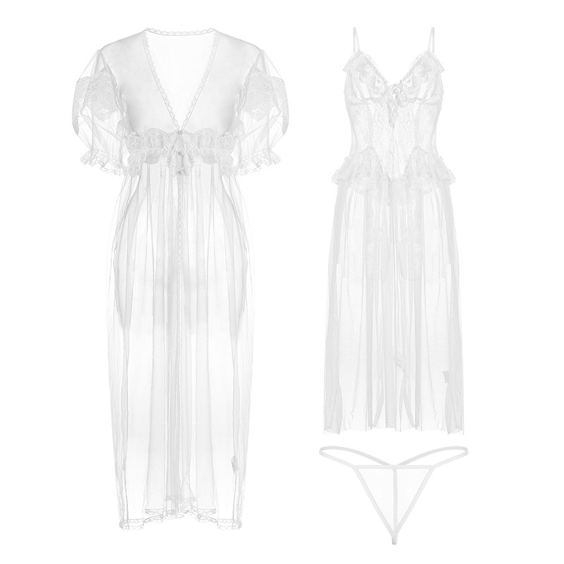 Váy Ngủ Hai Dây Sexy Gợi Cảm Quyến Rũ Kèm Áo Choàng Ren [CWEAR.SEXY_ĐỒ NGỦ &amp; NỘI Y CAO CẤP]