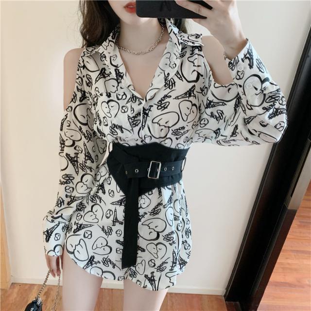 Áo Sơ Mi Nữ Tay Dài Hở Vai Phong Cách Thời Trang Hàn Quốc Quyến Rũ