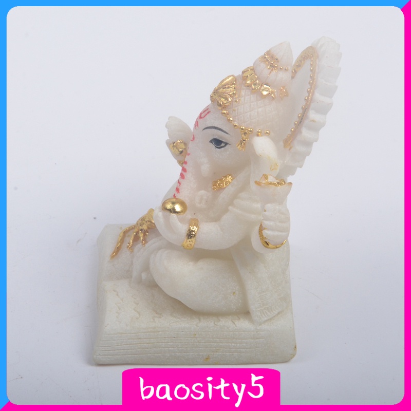 Set 5 Mô Hình Tượng Thần Voi Ganesha Bằng Nhựa Resin Màu Trắng Màu Sắc