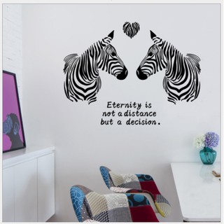 Decal trang trí tường Cặp đôi ngựa vằn đen