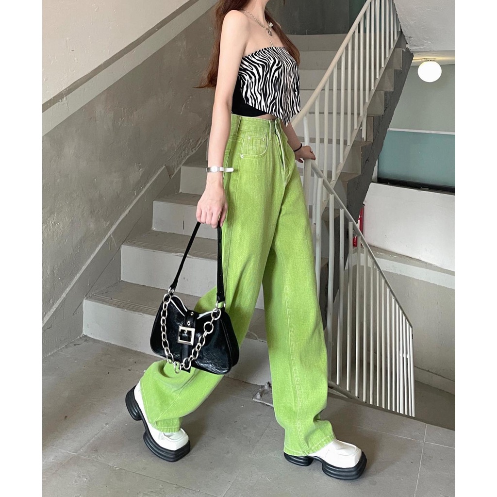 Quần Denim Ống Rộng Cạp Cao Phong Cách Thời Trang Đường Phố Mới 2022 Z70