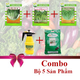 [Combo 5] Bình Xịt Tưới Cây + Gía Thể Mùn Dừa + 3 Gói Hạt Giống