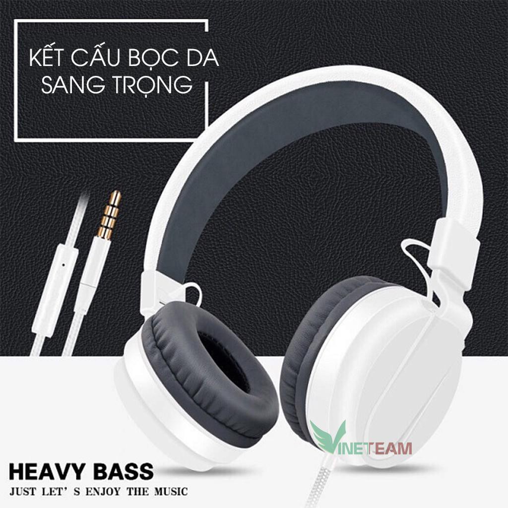 Tai nghe chụp tai headphone có dây kèm mic , tai nghe chụp tai có mic có thể gập lại, âm thanh sống động -dc4038