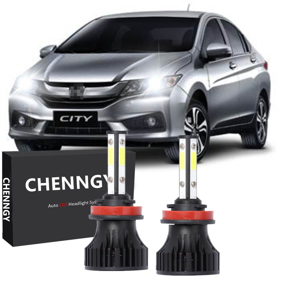 Cặp Đèn Pha Led 6000k H11 4 Mặt Ánh Sáng Trắng Cho Xe Honda City T9A 2014-2019