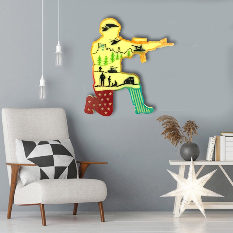 Khuôn Làm Móc Khóa / Xà Phòng Hình Người Lính Bằng Nhựa Resin Màu Trắng / Xanh Dương DIY