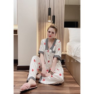 (HCM- ảnh thật) Bộ Pijama bigsize lụa satin (55-75kg)